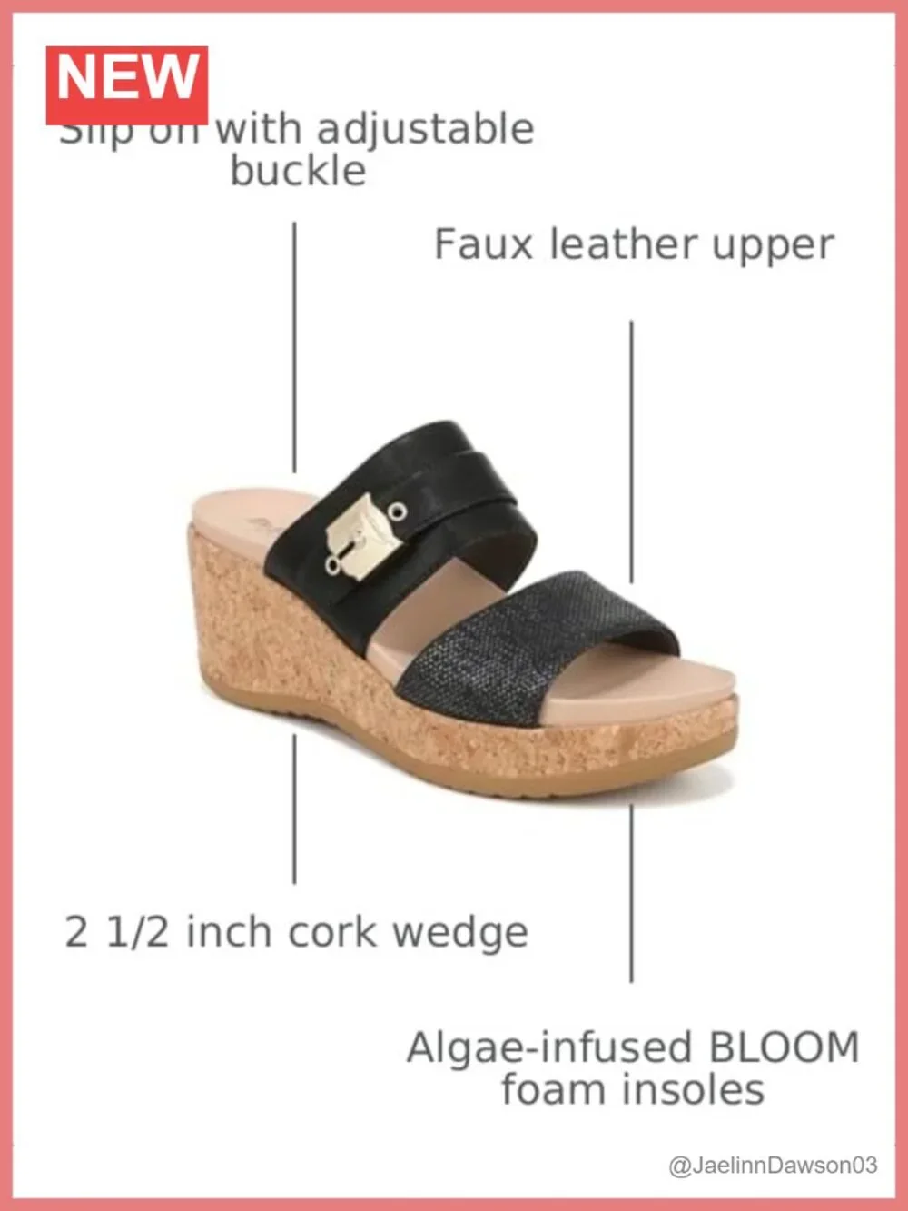 Dr. Scholl's Cali Vibe Wedge Sandals Women's Slip On Ankle Strap Faux Leather
